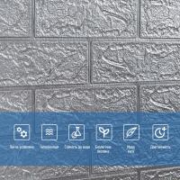 Самоклеющиеся 3D панель в рулоне под серебряный кирпич Sticker wall R017-3-20 SW-00001197