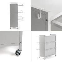 Mobile storage cabinet Sticker wall three-tier folding made of steel light gray 70*36*112.8 cm SW-00002116