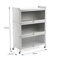 Mobile storage cabinet Sticker wall three-tier folding made of steel light gray 70*36*112.8 cm SW-00002116