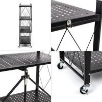 Rack Sticker wall mobile four-tier universal folding stainless steel black 126*72*34cm SW-00002098
