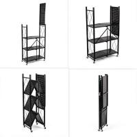 Rack Sticker wall mobile four-tier universal folding stainless steel black 126*72*34cm SW-00002098