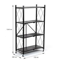 Rack Sticker wall mobile four-tier universal folding stainless steel black 126*72*34cm SW-00002098