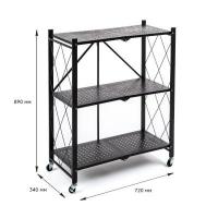 Rack Sticker wall mobile three-tier universal folding stainless steel black 89*72*34cm SW-00002097