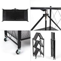 Rack Sticker wall mobile three-tier universal folding stainless steel black 89*72*34cm SW-00002097