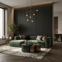 3D MDF Wall Panel Neman 117x2780x12 mm Ultramatte Black