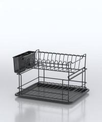 Tabletop 2-tier dish dryer chrome Tekno-Tel KB010ВС black
