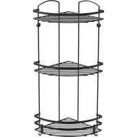 Corner shelf 3-tier with hooks matte black Tekno-Tel 14*26*62 cm LM009H