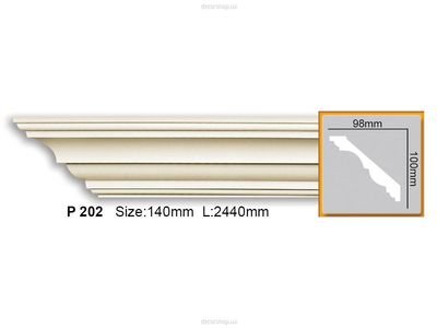 Smooth cornice Gaudi Decor P 202 (2.44m) Flexi