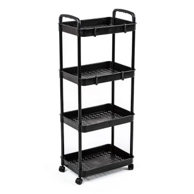 Mobile shelf Sticker wall four-tier universal plastic black 41*25*101cm SW-00002108