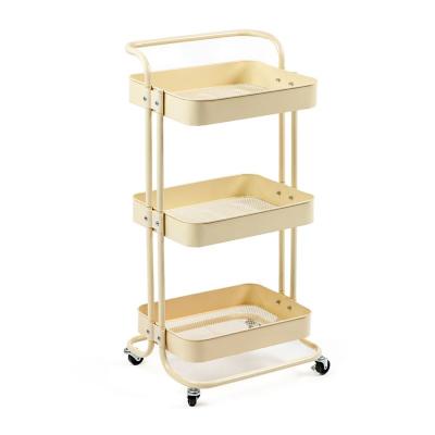 Mobile shelf Sticker wall three-tier universal made of metal cream 45*37*82cm SW-00002105