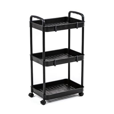 Mobile shelf Sticker wall three-tier universal plastic black 41*25*72cm SW-00002107