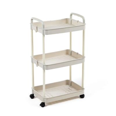 Mobile shelf Sticker wall three-tier universal plastic ivory 41*25*72cm SW-00002435