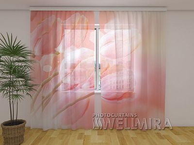 Photocurtain Tulle Charming tulips