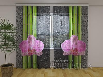 Photocurtain Tulle Orchids and bamboo 2