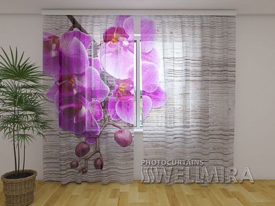 Photocurtain Tulle Orchids and tree 2