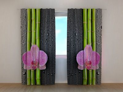 Photocurtain Orchids and bamboo 2