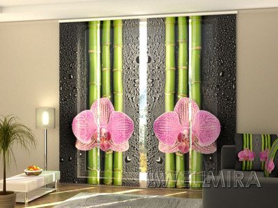 Photocurtain Panel Orchids and bamboo 2