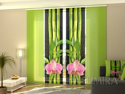 Фотоштора Панельная Орхидеи и бамбук 3