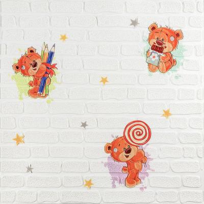 Самоклеющиеся 3D панель Sticker wall 700*700*4mm мишки на белом фоне (D) SW-00001975