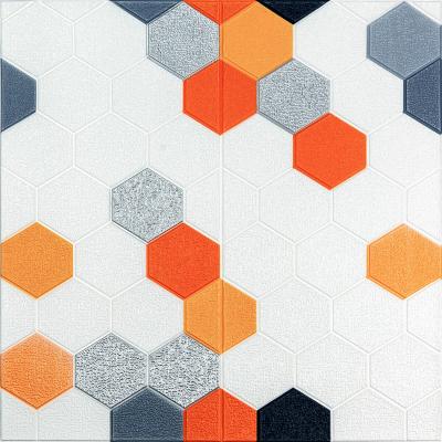 Самоклеющиеся 3D панель Sticker wall 700х700х4мм мозаика оранжевая (D) SW-00002013