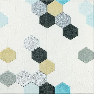 Самоклеющиеся 3D панель Sticker wall 700х700х4мм мозаика серо-голубая (D) SW-00002014