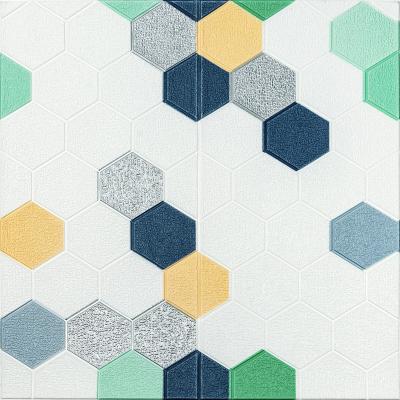 Самоклеющиеся 3D панель Sticker wall 700х700х4мм мозаика сине-жёлтая (D) SW-00002016