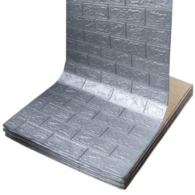Self-adhesive 3D panel in a roll under a silver brick Sticker wall R017-3-20 SW-00001197