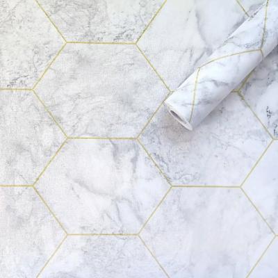 Self-adhesive film Sticker wall Gray marble golden honeycomb KN-X0051-1 SW-00001212