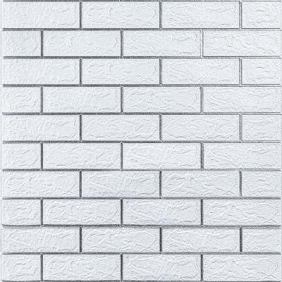 Самоклеющиеся 3D панель Sticker wall кирпич белый с серебряной полоской 100-3 SW-00000752