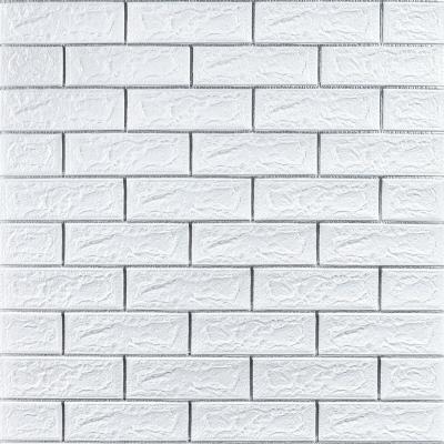 Самоклеющиеся 3D панель Sticker wall кирпич белый с серебряной полоской 100-5 SW-00000753