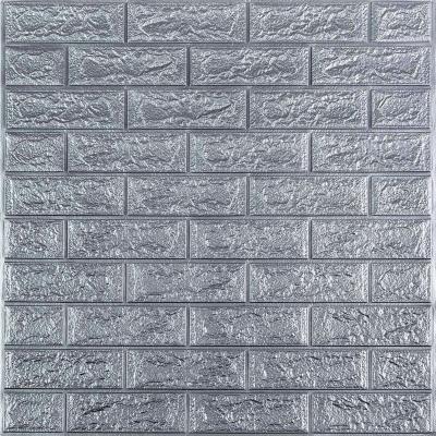 Самоклеющиеся 3D панель Sticker wall под кирпич Серый 700x770x3мм SW-00000230