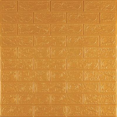 Самоклеющиеся 3D панель Sticker wall под кирпич Золотой 700x770x3мм SW-00000676