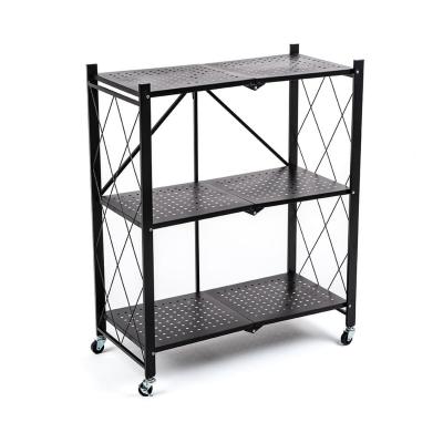 Rack Sticker wall mobile three-tier universal folding stainless steel black 89*72*34cm SW-00002097