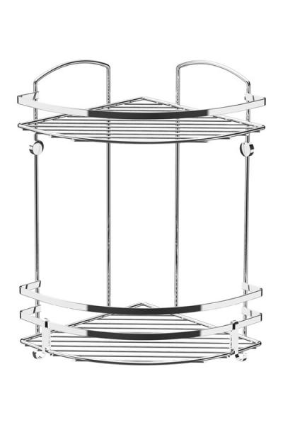 Угловая полка 2-уровневая с крючками хром 24*24*37 см LM008H Tekno-tel