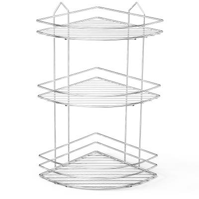 Угловая полка для ванной трьохуровневая Tekno-Tel BK003 Eco сатен 24*24*47