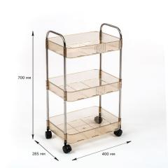 Етажерка мобільна Sticker wall триярусна з акрилу та металу для зберігання бежева 40*28,5*70см SW-00002111