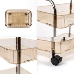 Етажерка мобільна Sticker wall триярусна з акрилу та металу для зберігання бежева 40*28,5*70см SW-00002111