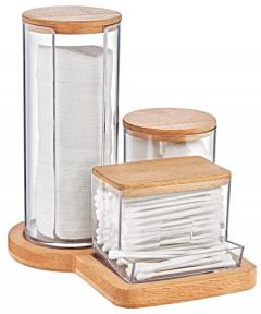 Органайзер набор из трех частей 17x7,5x20 см, прозрачный с деревянной крышкой Boxup FT-211