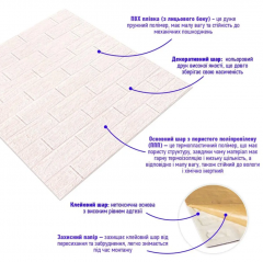 Самоклеющиеся 3D панель Sticker wall кирпич слоновая кость с полосками 700х770х5мм (D) SW-00002264