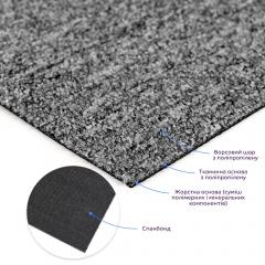 Плитка под ковролин Sticker wall без клеевого слоя 500х500х3мм Графит SW-00002709