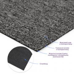 Плитка под ковролин Sticker wall без клеевого слоя 500х500х3мм Тёмно-Серый SW-00002711