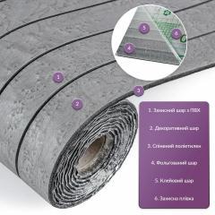 Покрытие виниловое самоклеющееся 3D рейки в рулоне Sticker wall 600х3000х3мм Светло-серый (D) SW-00003398