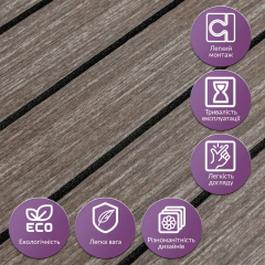 Покриття вінілове самоклеюче 3D рейки в рулоні Sticker wall Металевий попіл 600х2900х3мм SW-00002903