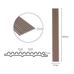 Рейка декоративная WPC стеновая Sticker wall 110х10х2900мм SW-00003024