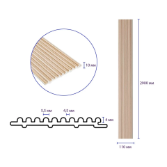 Рейка декоративная WPC стеновая Sticker wall 110х10х2900мм SW-00003025
