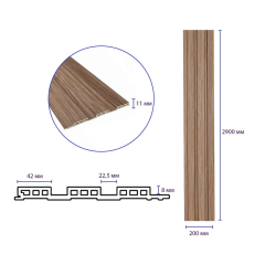 Рейка декоративная WPC стеновая Sticker wall 200х11х2900мм SW-00003007