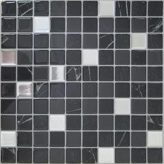 Самоклеющаяся полиуретановая плитка Sticker wall черно-белая мозаика SW-00001149