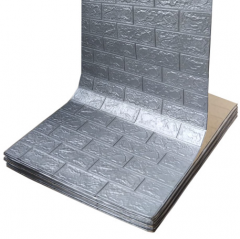 Самоклеющиеся 3D панель в рулоне под серебряный кирпич Sticker wall R017-3-20