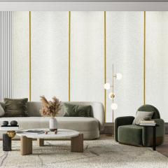 Self-adhesive wallpaper Sticker wall beige with gold stripe SW-00001143
