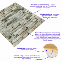 Самоклеюча 3D панель Sticker wall 700х770х5мм Катеринославська цегла SW-00003310